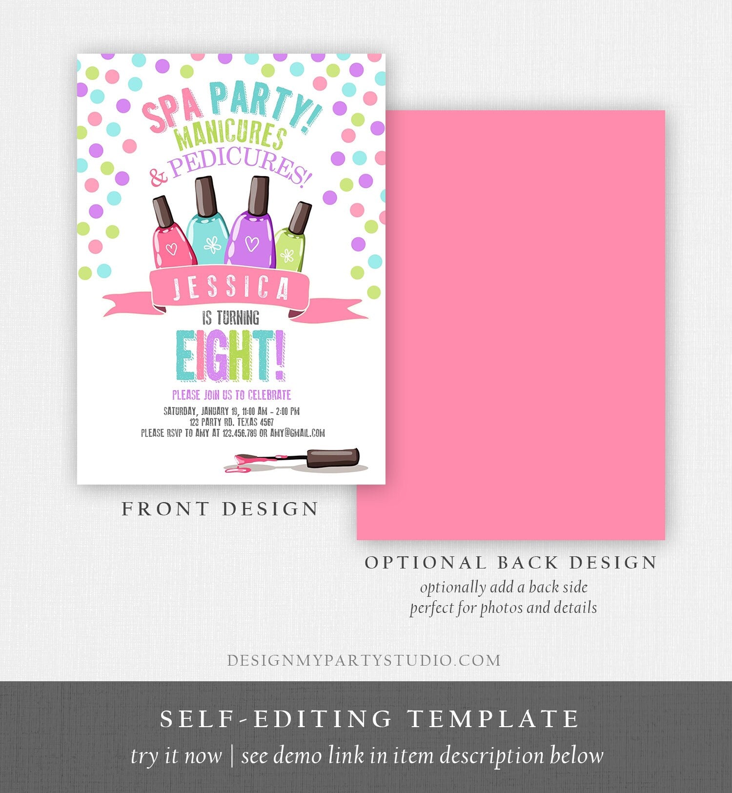 printable nail polish birthday invitations