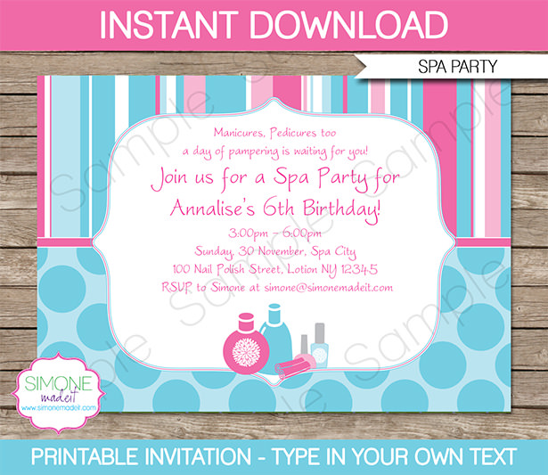 Nail Polish, Pedicure &  Spa Party PRINTABLE Birthday or Party ...