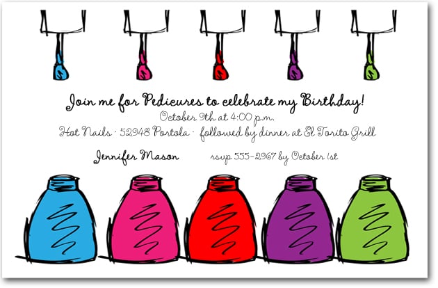 printable nail polish birthday invitations