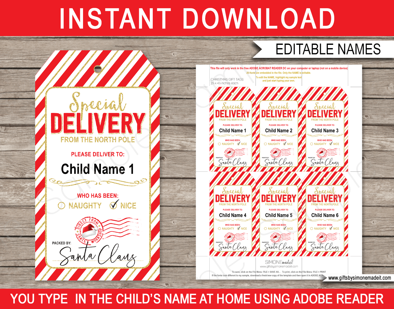 From Santa Gift Tags Template | Printable Naughty Nice Christmas Tags