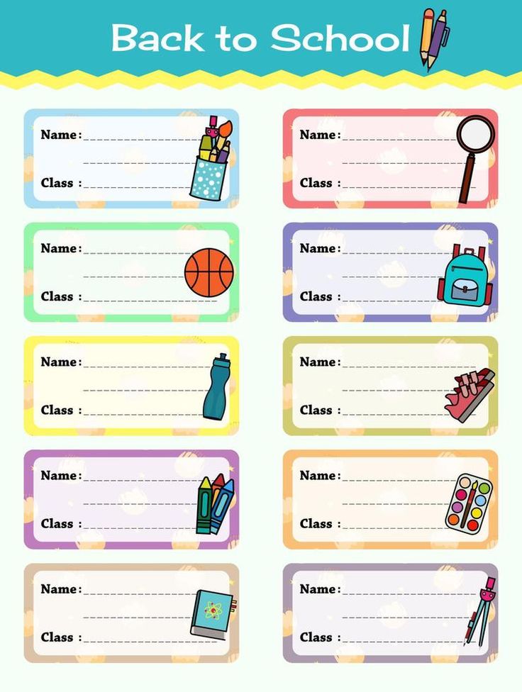 printable name stickers for school books