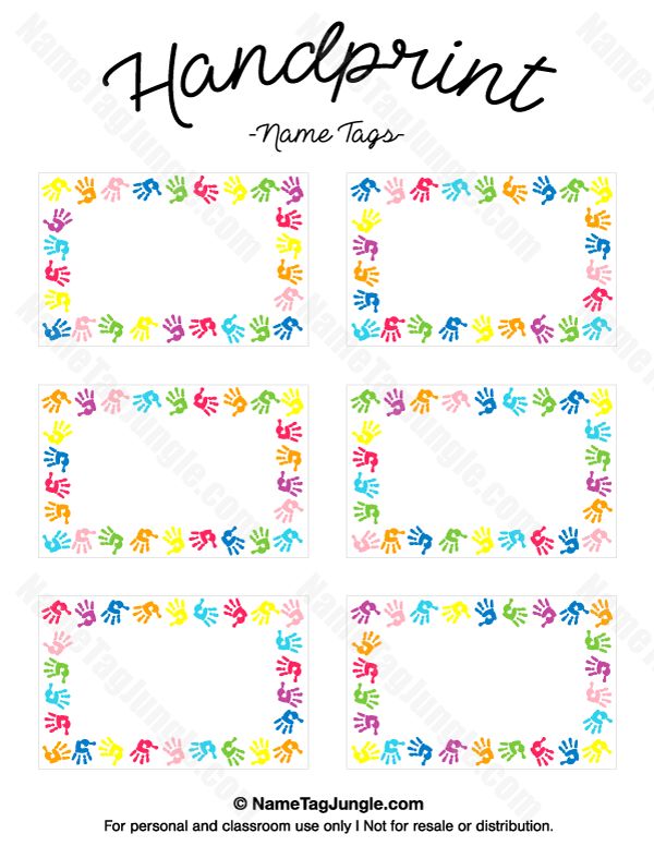 Printable Handprint Name Tags
