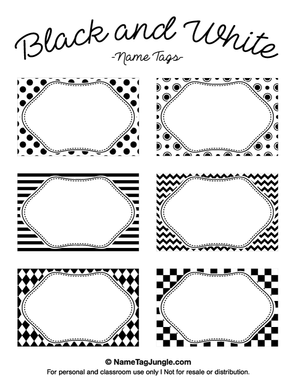 printable name tags black and white