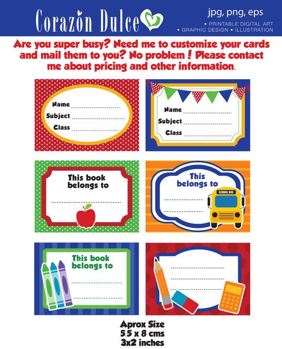 printable name tags for school books