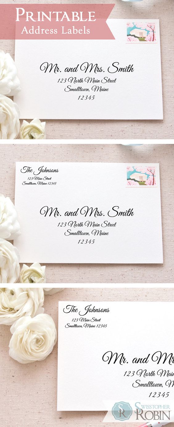 Printable Mail Address Label Template Bundle - Elegant Calligraphy ...