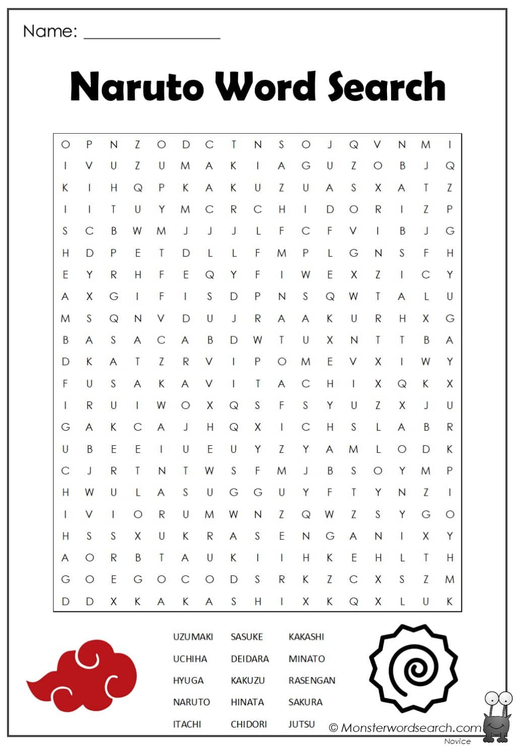 naruto word search - Monster Word Search