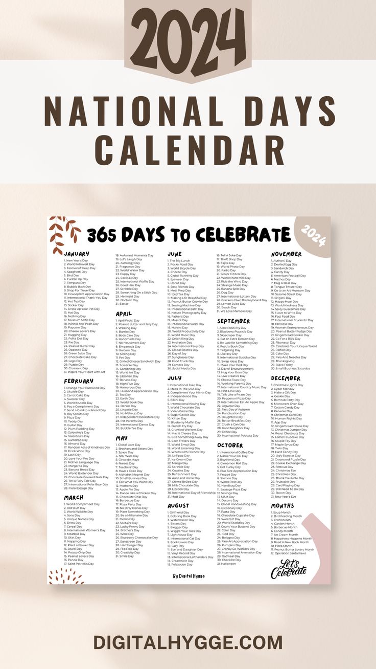 National Days and Holidays 2024 Printable PDF