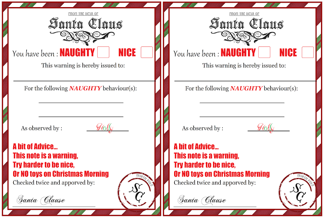Naughty list warning : FREE printable