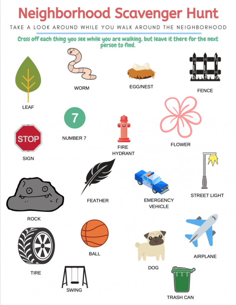 Neighborhood Scavenger Hunt Free Printable - Oh My Creative
