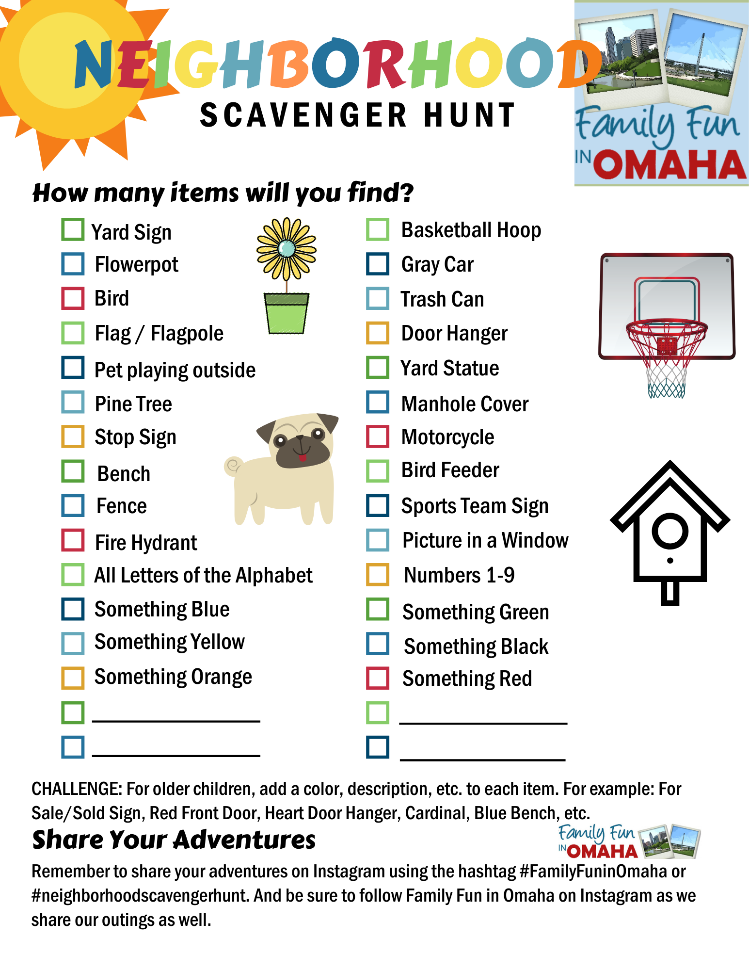 printable neighborhood scavenger hunt