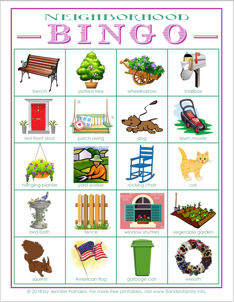 printable neighborhood scavenger hunt