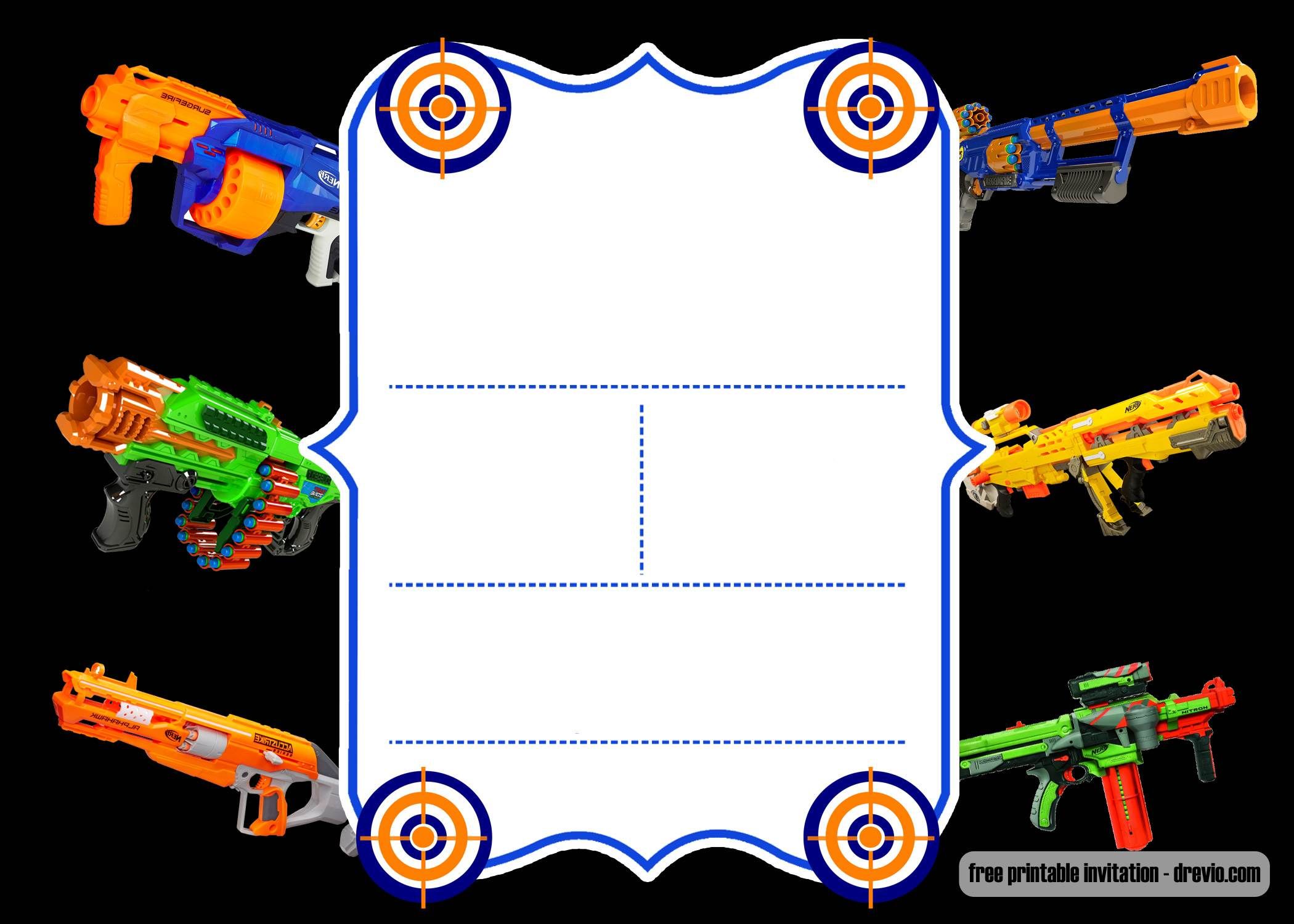 printable nerf gun party invitations