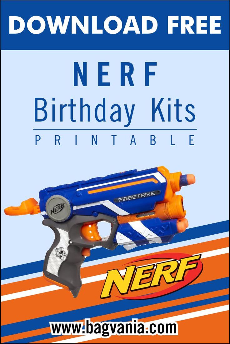 Nerf Birthday Invites, Chalkboard Blue Orange - Cupcakemakeover