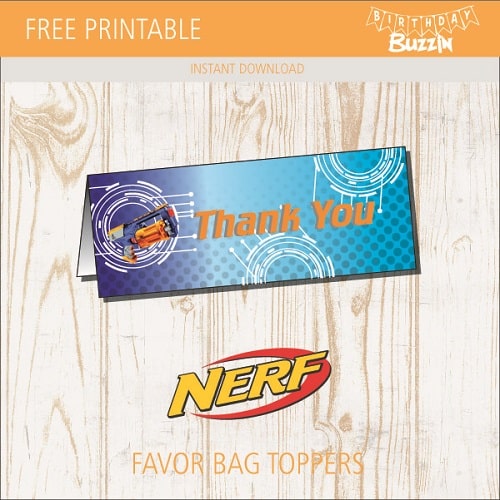Free Printable Nerf favor Bag Toppers | Birthday Buzzin