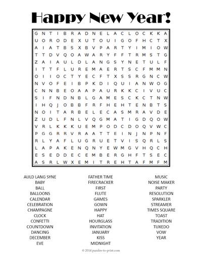 printable new year word games