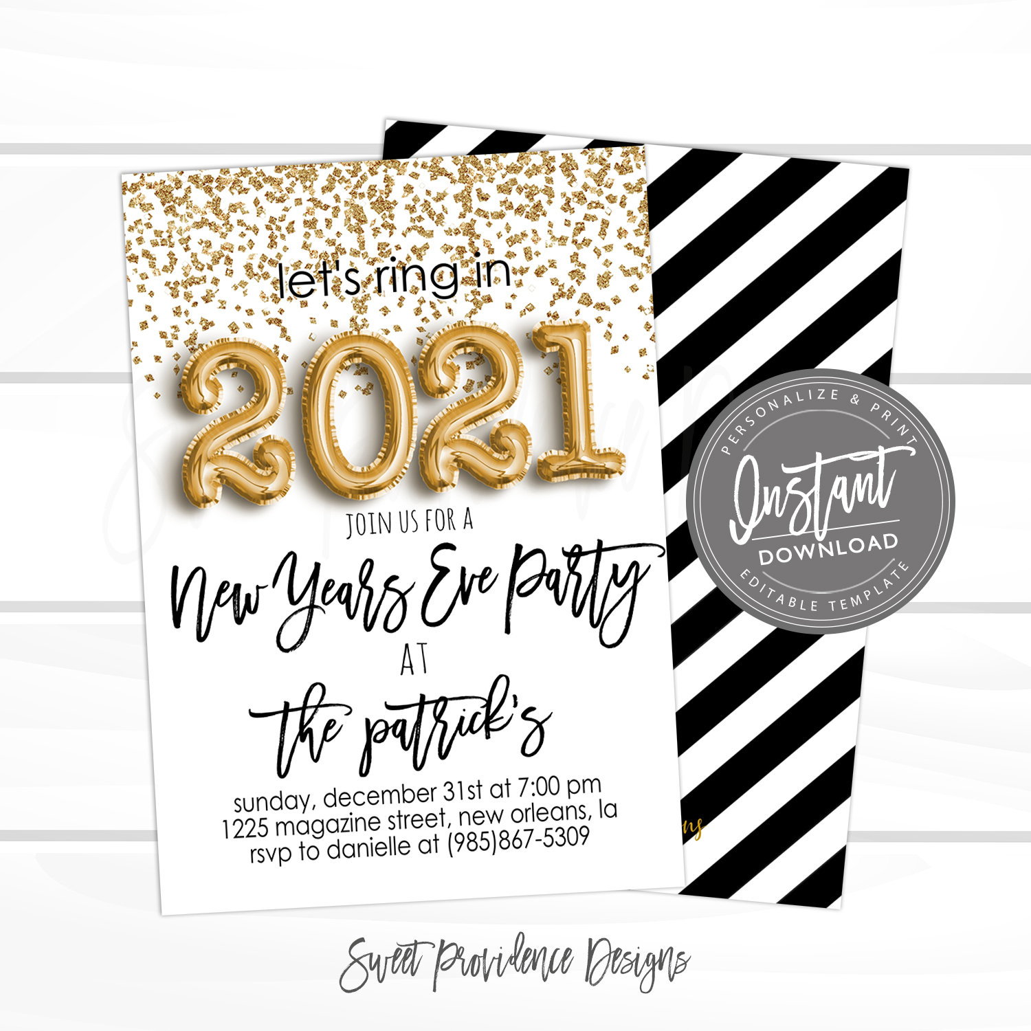 New Years Eve Party Invitation, Editable NYE Party, 2021 ...