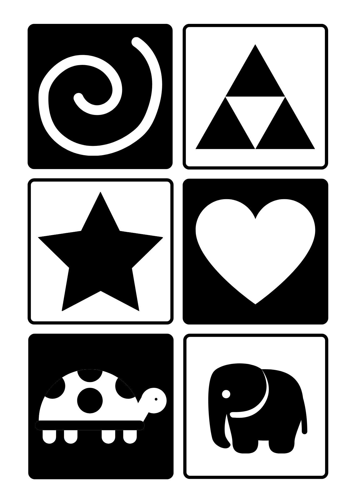 42 Printable Sensory Flashcards, High-contrast Newborn Card ...