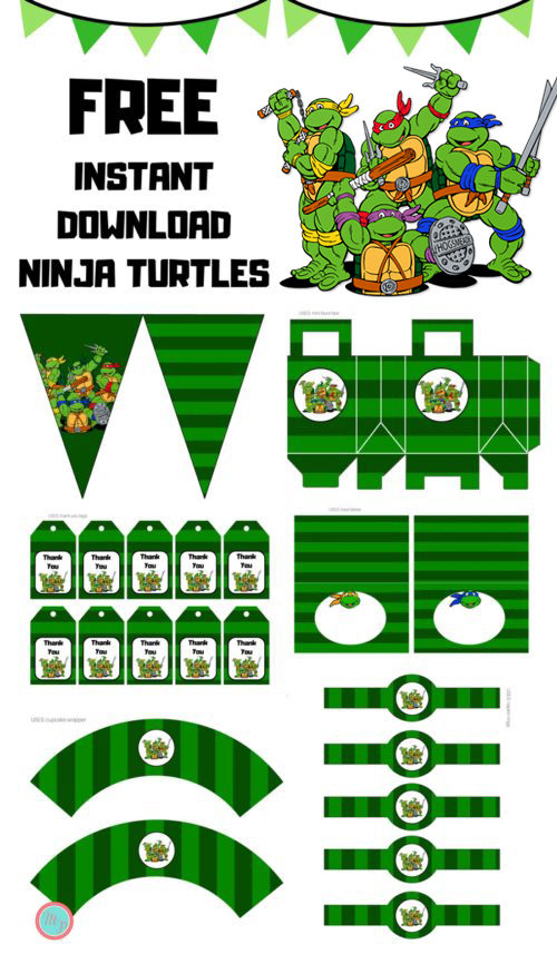 printable ninja turtle thank you cards