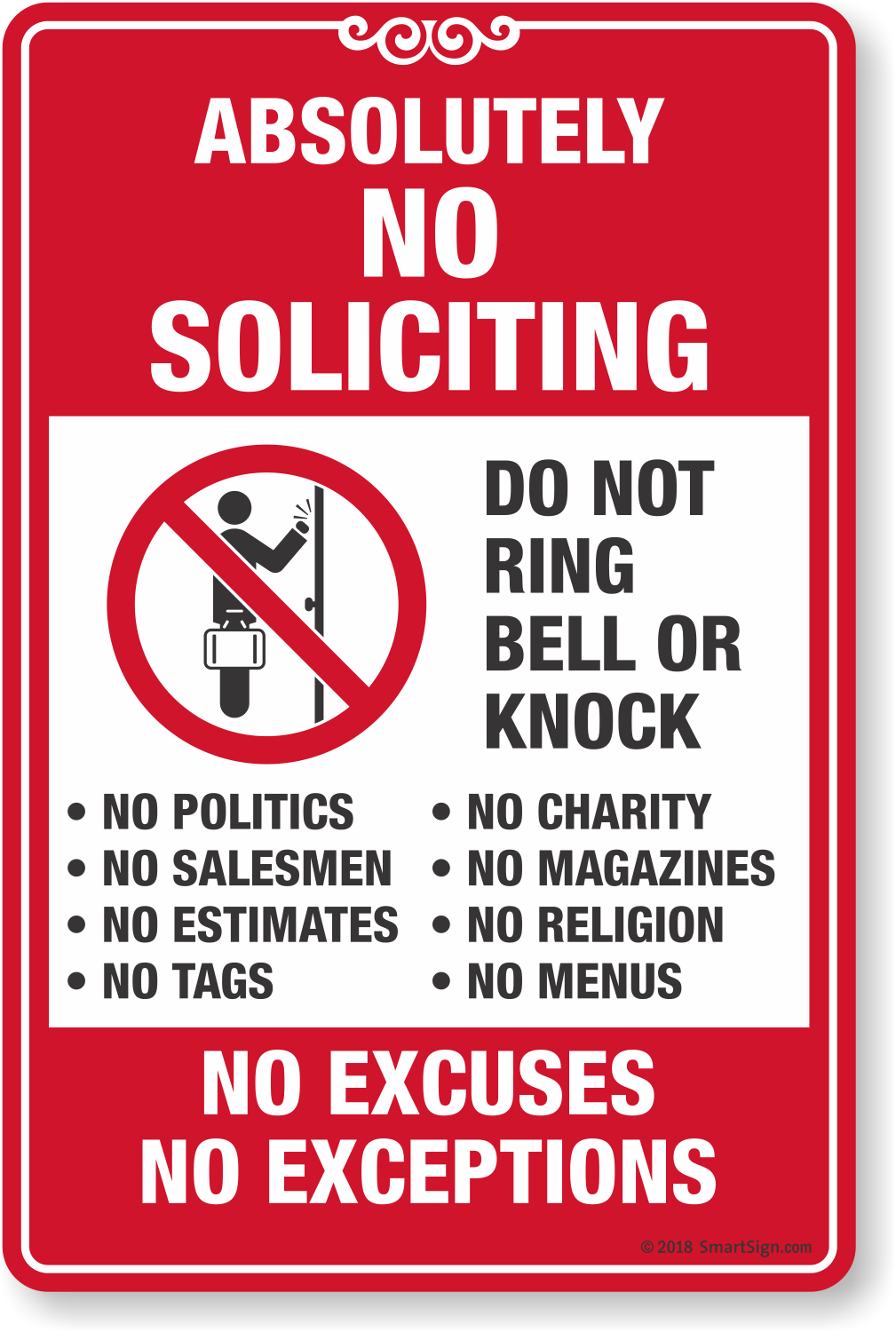 printable no soliciting door sign