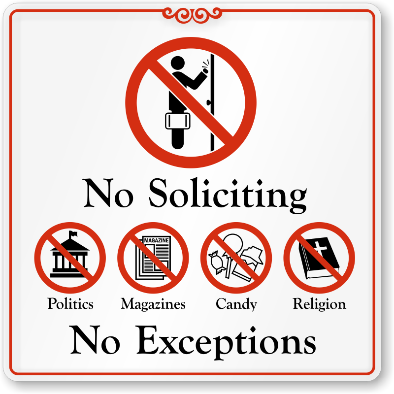 No Soliciting No Exceptions Showcase Sign, SKU: SE-6866