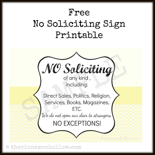 printable no soliciting door sign