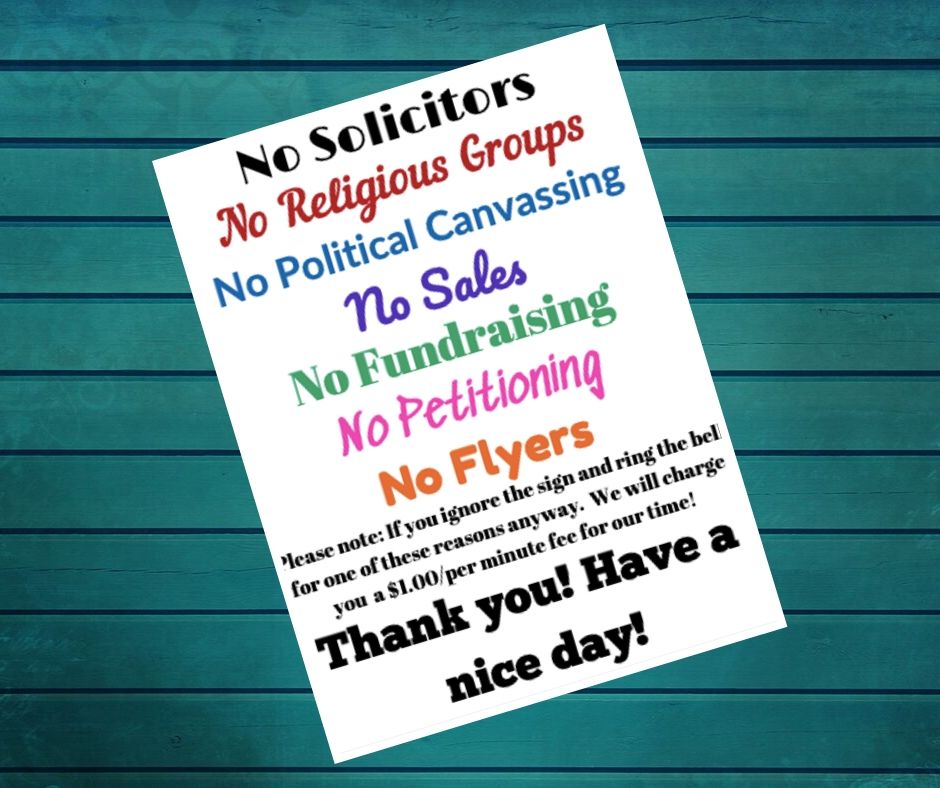 printable no soliciting door sign
