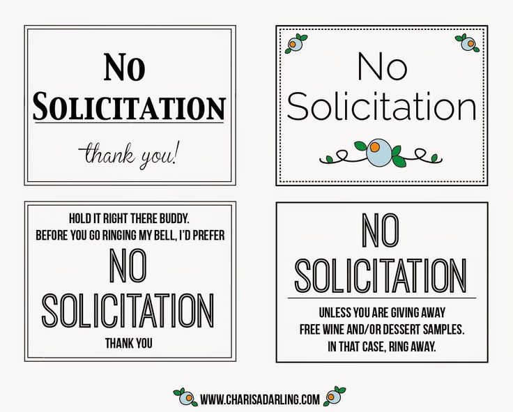 printable no soliciting door sign