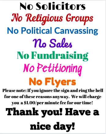printable no soliciting door sign