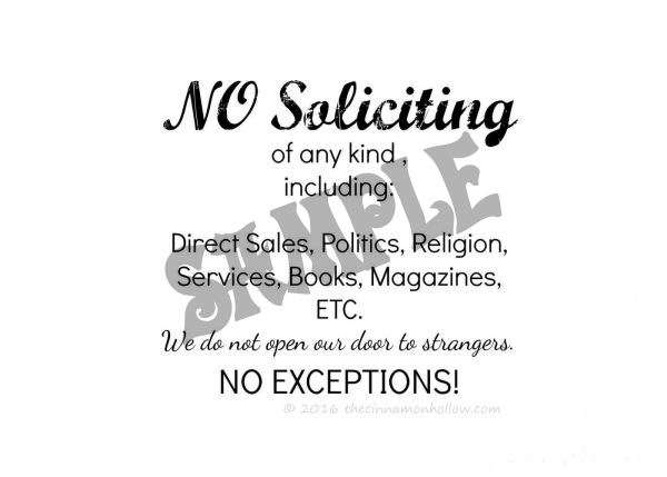 printable no soliciting signs