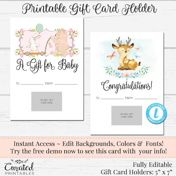 Printable Gift Card Holder, DIY Gift Card Holder, Instant Download ...