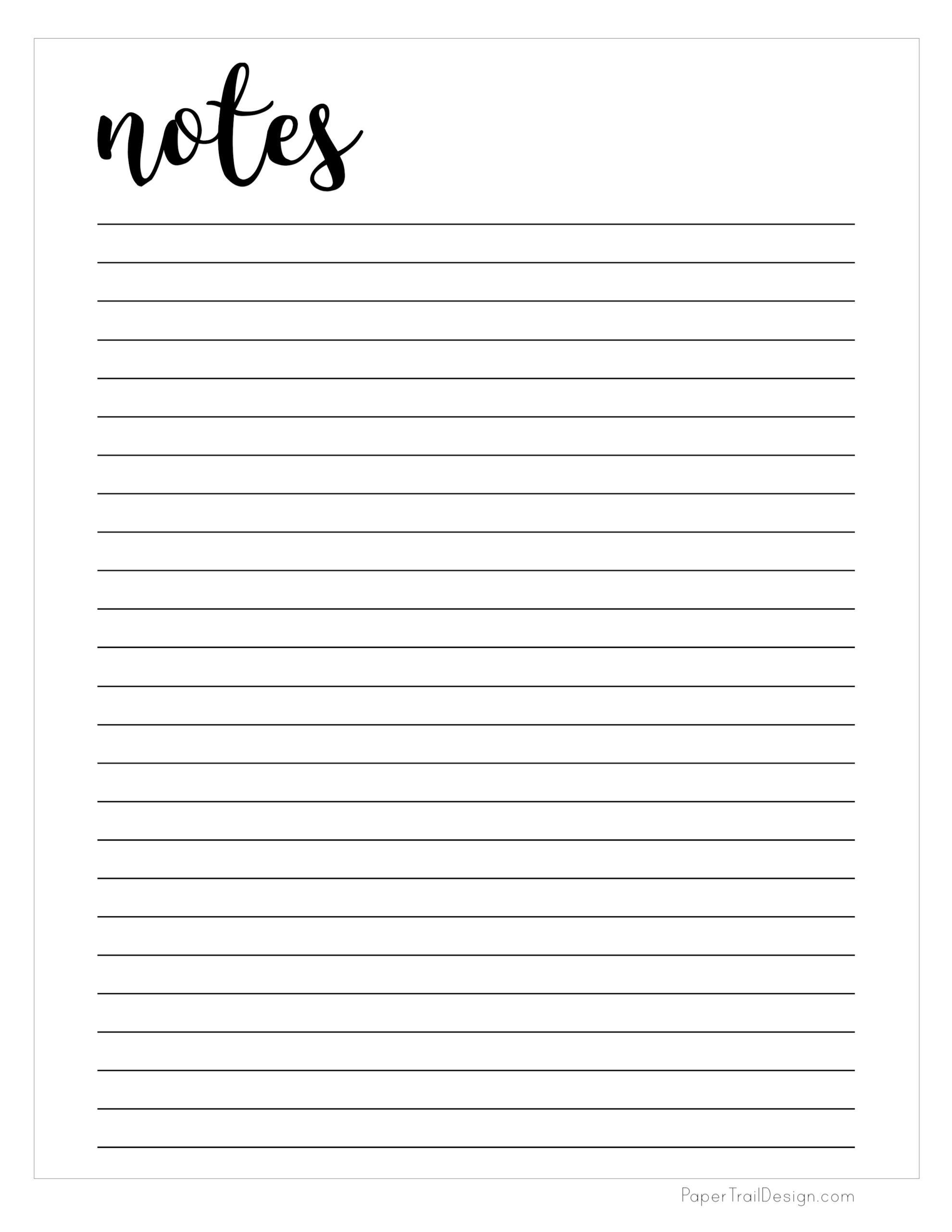 printable note taking paper