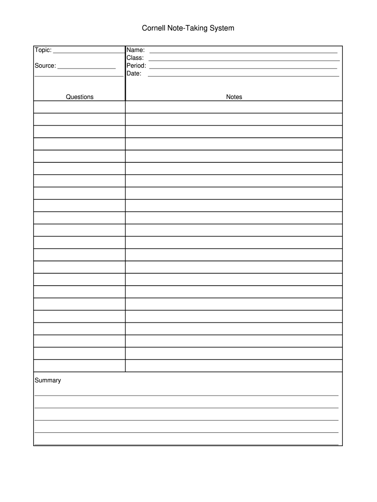 Note Taking Template Pdf - Fill Online, Printable, Fillable, Blank ...