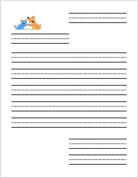 Printable Letter Writing Paper Template Kindergarten Practice ...