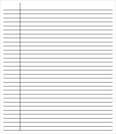 printable notebook paper word