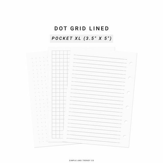 Dot Grid Lined Paper Pocket XL, Printable Writing Paper Blank ...