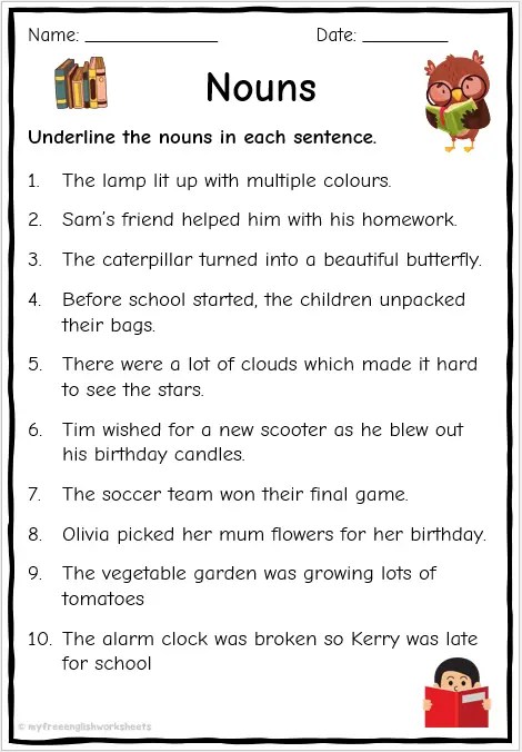 Noun Worksheets | Free Printables