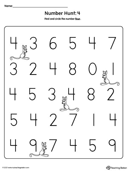 printable number 4 worksheet