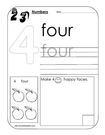 Number 4 Worksheet Worksheets