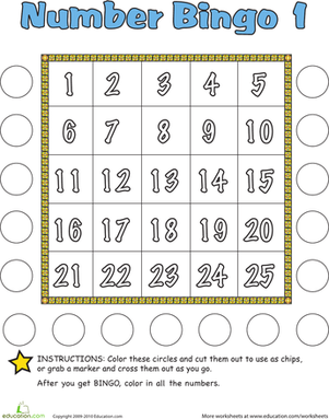 Number Bingo 1 | Worksheet 