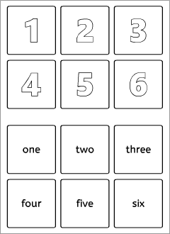 Numbers memory game | English grammar printables for kids