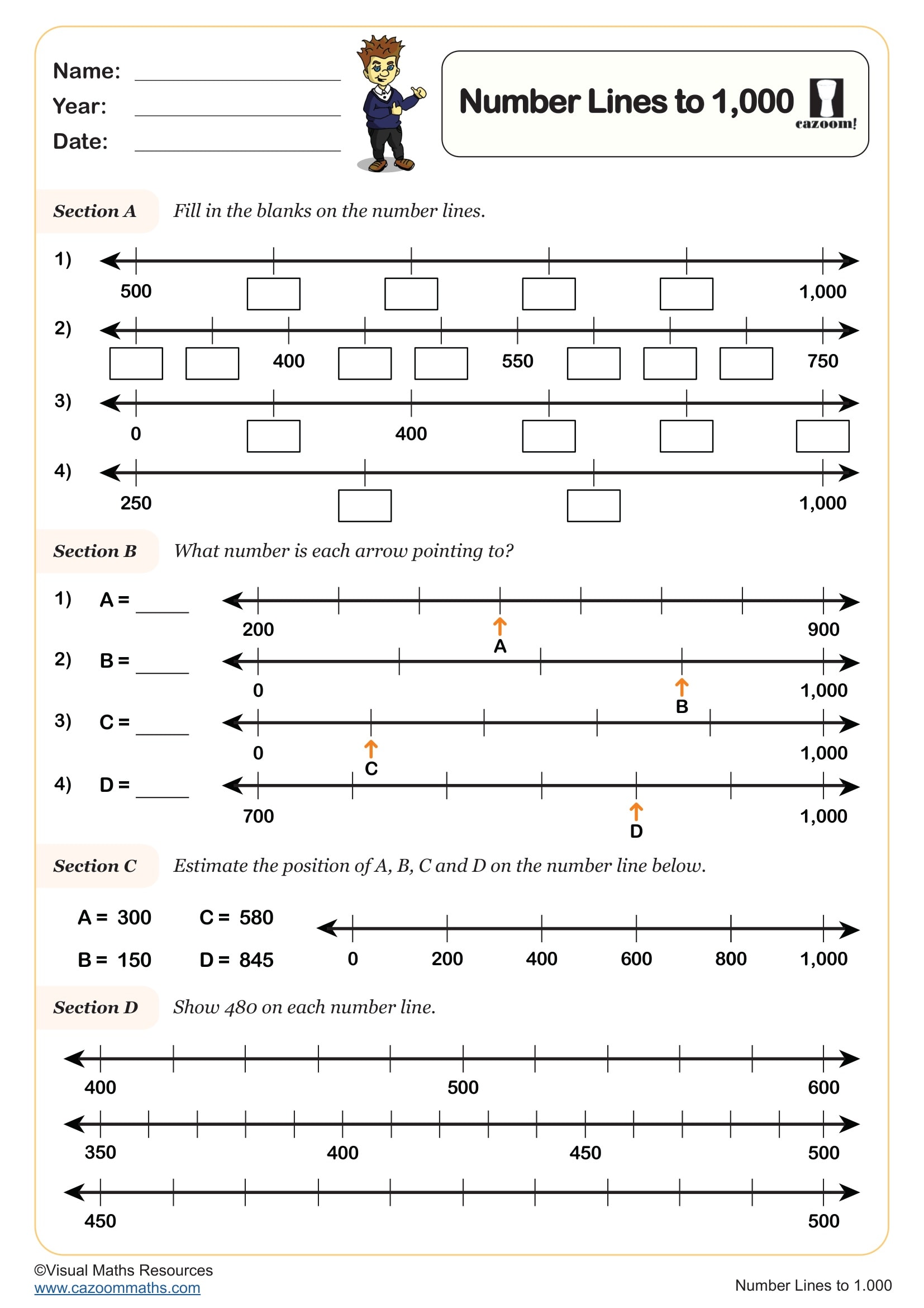 Number Lines To 1 000 Fun And Engaging Year 3 PDF Number Worksheet 