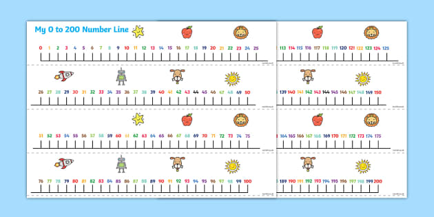 printable number line to 200