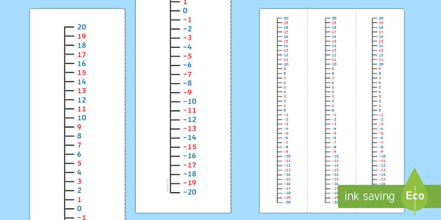 Vertical -20 to 20 A4 Number Line - Vertical -20 to 20 A4 Number Line