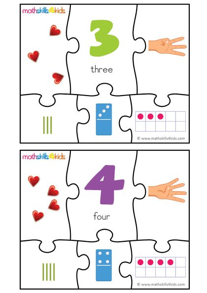 Printable Number matching puzzles | Number Puzzle game for kids