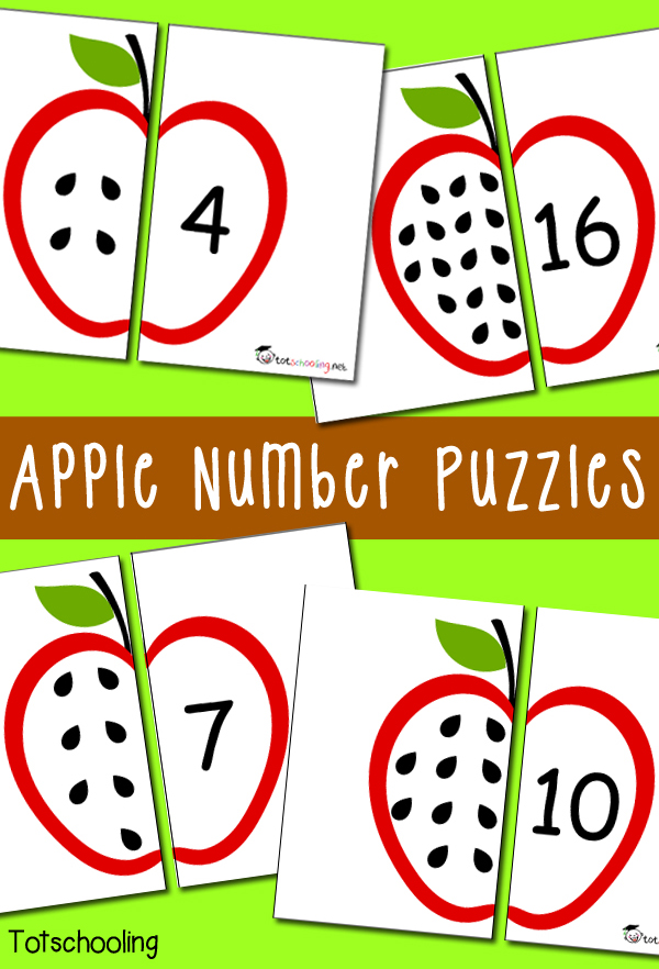 Free Apple Number Puzzles | Totschooling - Toddler, Preschool ...