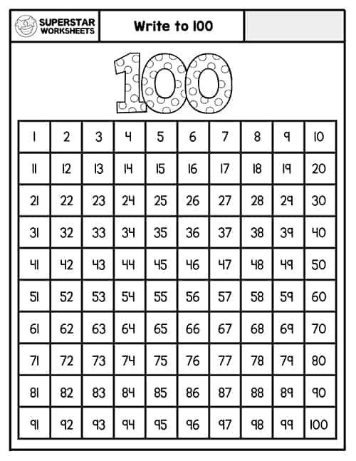 printable number table 1 to 100