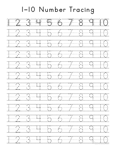 Free Printable Number Tracing Worksheets 1-100