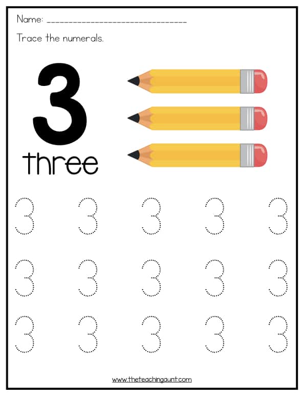Number Tracing Worksheets for Preschoolers - The Teaching Aunt