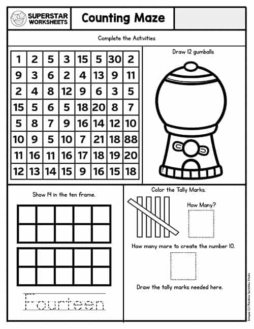 Kindergarten Counting Worksheets -Worksheets Library