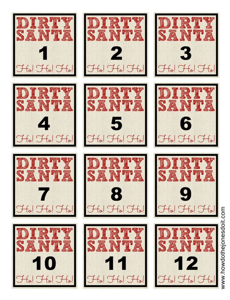 printable numbers for gift exchange